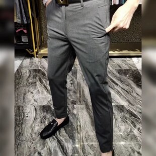 09男式灰色黑色九m分裤修身小脚商务休闲裤男男裤男士西裤夏季薄
