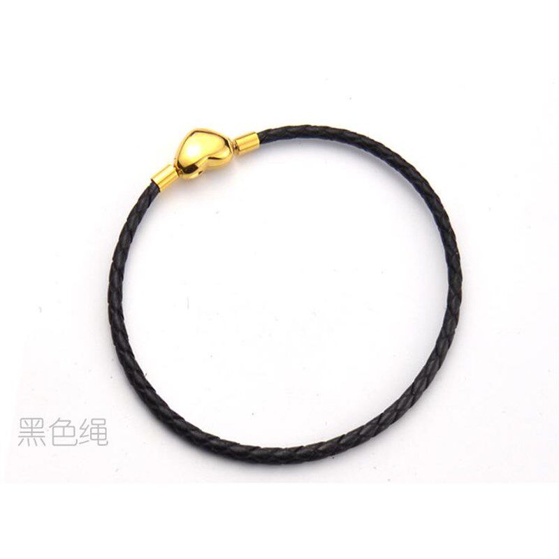 心形红绳手绳编织手链手绳穿珠串珠硬金硬银链子绳子桃心扣