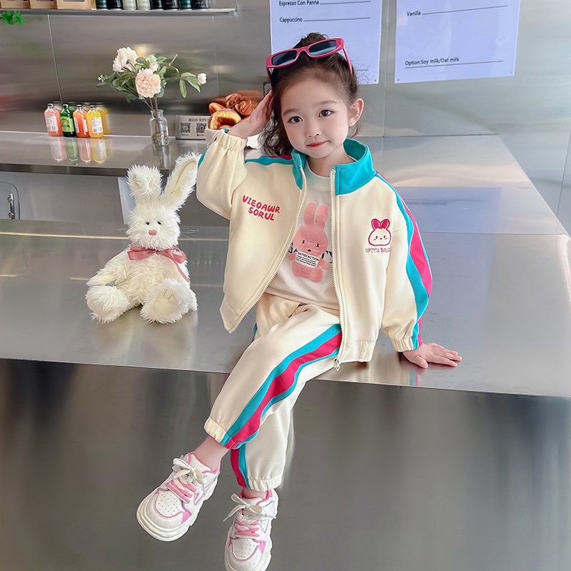 现货女童套装春装2024新款洋气儿童装H春季运动服时髦小女孩春秋
