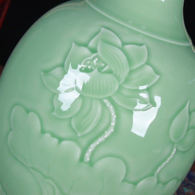 小众高货陶瓷花瓶豆青釉仿古美人瓶客厅家居装饰玄关工艺品摆设