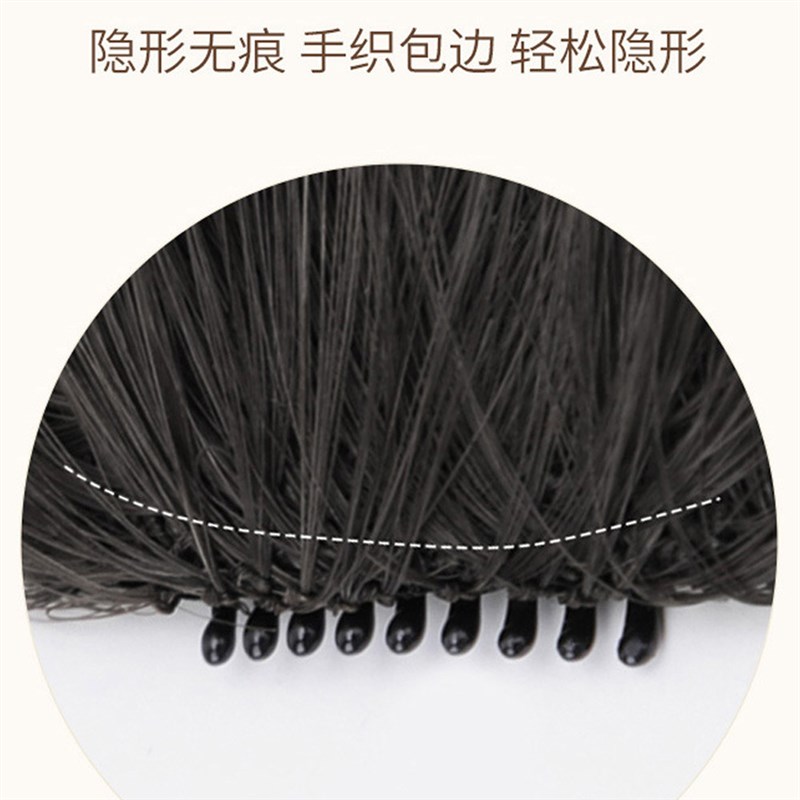 假发刘海现货自然接发片带鬓角手织两边长空气刘海化纤假发片