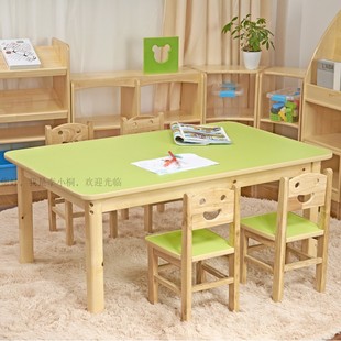 儿童加宽学习写字长方桌早教培训机构美术桌子 幼儿园实木桌椅套装