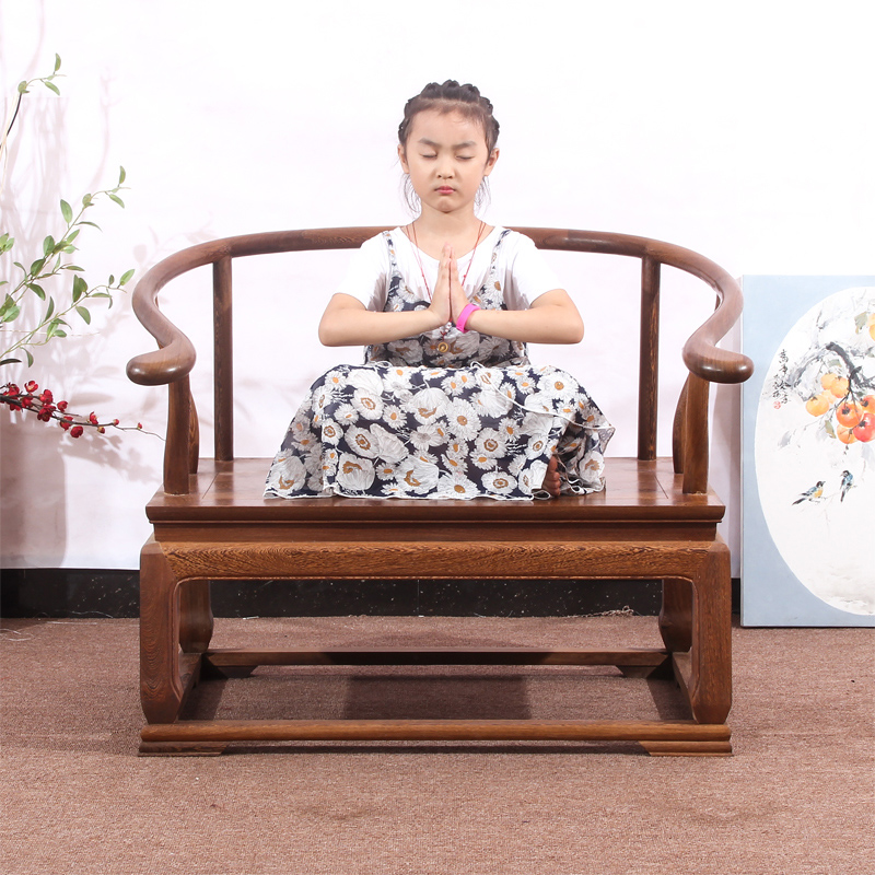 红木家俱鸡翅木大禅椅盘腿圈椅禅修椅子打坐椅仿古中式实木太师椅