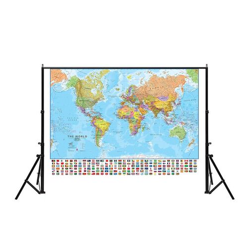 60x80cm The World Political Physical Map Foldable No-fading