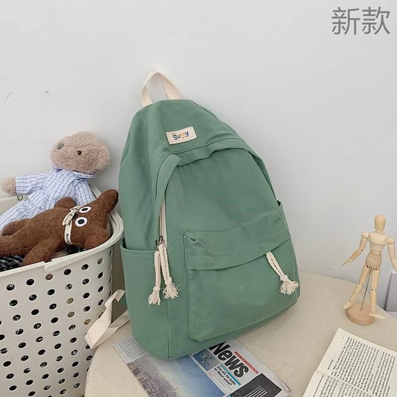 日系韩版小清新少女校园简双肩包约休闲帆布女大学生书包电脑新款
