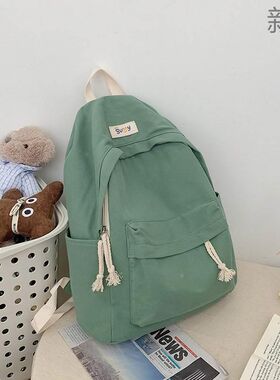 日系韩版小清新少女校园简双肩包约休闲帆布女大学生书包电脑新款