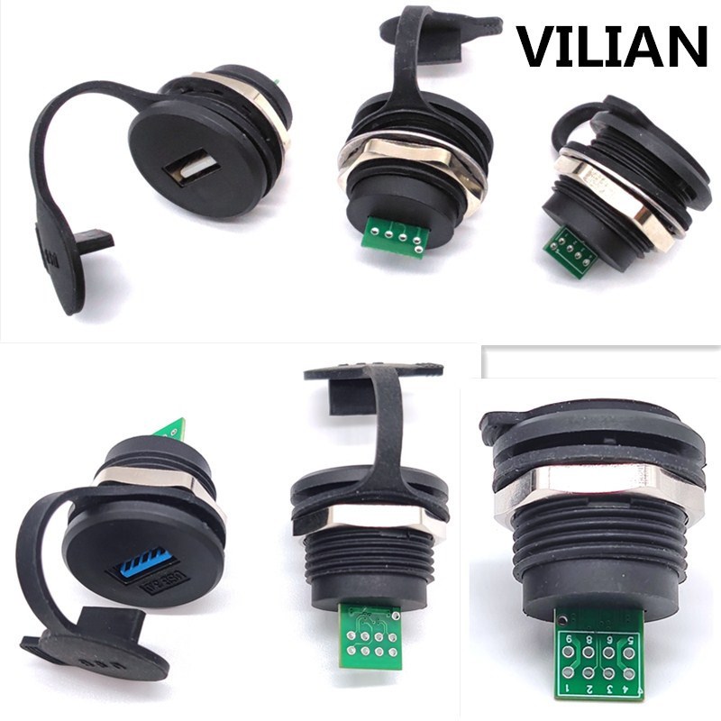 VL22USdB2.0和3.0机床接口面板安装防尘防水A母B母方口打印连接器