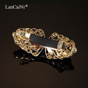 水晶奥钻发夹头饰女后脑勺发卡新款水钻顶夹弹簧夹发饰盘头发夹子