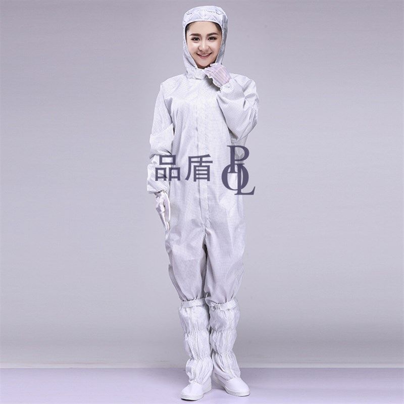 百级无尘服 防静电连体服拉链特大码网格魔术贴洁净服喷漆工作服