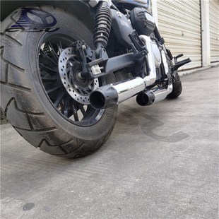 复古哈雷排气管带消音 BD300改装 适用于奔达金吉拉300改装 排气管