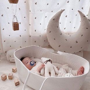 Folding 速发Cotton Portable Carrying Woven Basket Baby Rope