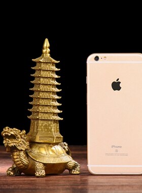 全铜龙龟文昌塔摆件家庭装饰品办公室装饰品纯铜龙龟礼品中式