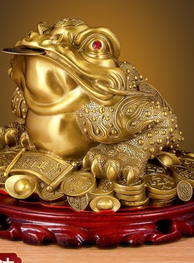 铜金蟾招财摆件金蝉店铺办公室开业礼品礼物九子金蟾三足蟾蜍摆件