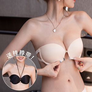 夏季前扣无肩带内衣女防滑聚拢收副乳防下垂性感无痕隐形抹胸文胸