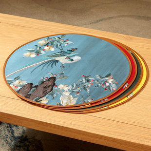 中式餐桌垫防烫隔热圆形餐垫杯垫防水花瓶垫子茶桌垫布茶几垫定制