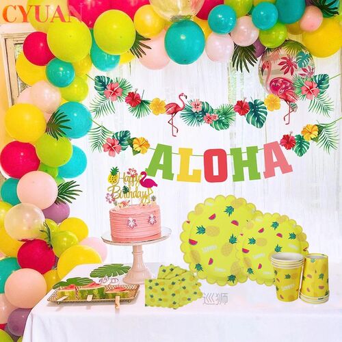 Hawaii Party Luau Flamingo Decoration Pineapple Coconut Drin