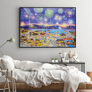 2000片96 天空之城拼图专用框实木金属画框 68拼图框花火夜游猫