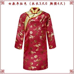 寿衣厂家殡葬用品大长袍子旗袍丝绸E烫金男女款 寿衣单长