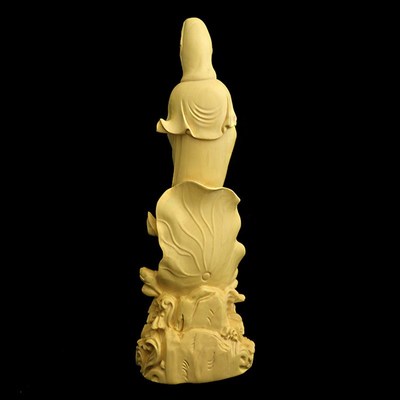 黄杨木雕送子观音佛像工艺品摆件新中式实木雕刻车载摆件礼品