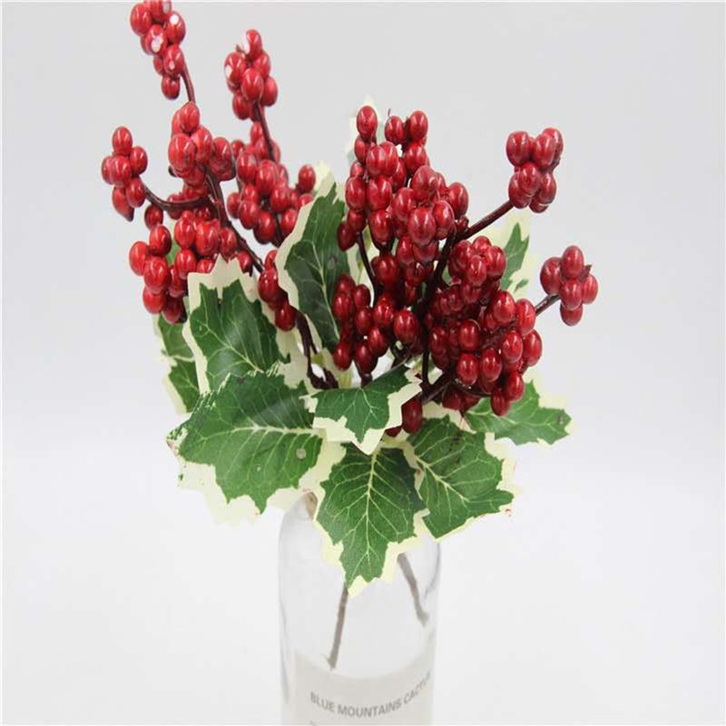 速发1 pcs Fake Snow Frost Pine Branch Cone Berry Holly DIY X