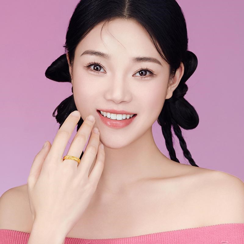 碎碎金戒指男女时尚爆闪真金包银D素圈碎碎冰指环情侣对戒送女友