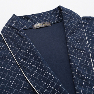 睡衣男全棉薄款 纯棉长袖 酒店浴袍和服浴衣秋冬新款 春秋季 睡袍男士