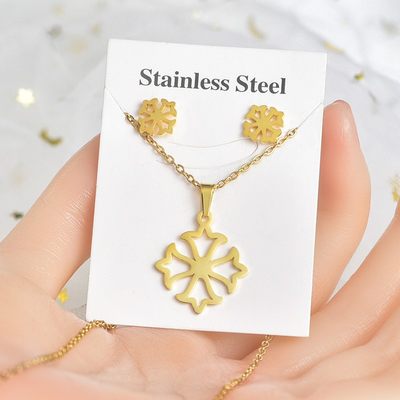 推荐Titanium steel set pendant Snowflake Earrings jewelry se