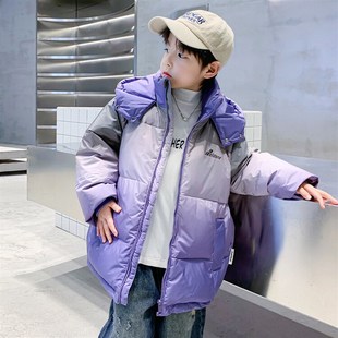 男童中长款羽绒服胖孩子带帽冬装加厚外套大码170儿童宽松大衣8岁