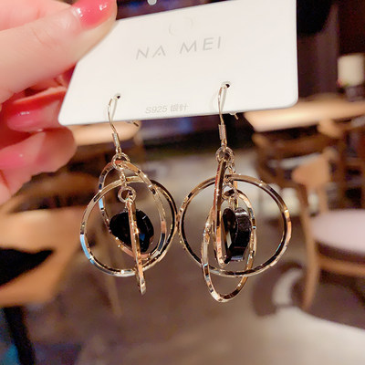 推荐Korean New Fashion Rhinestone Hoop Earrings Shine Crysta