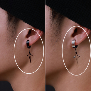 十字架耳夹女无耳洞男士流苏耳挂夹耳式耳环美术生耳骨夹无洞耳饰