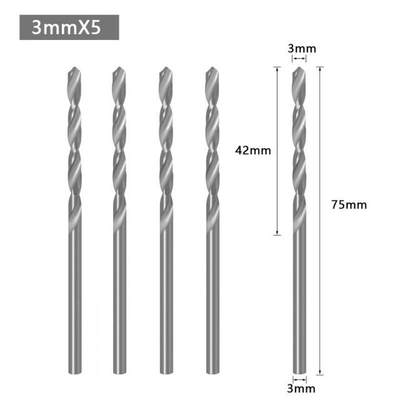 5 Pieces HSS Drill Bit Diameter 2.8mm-4mm Silver Color 61mm