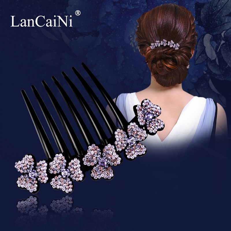 发梳插梳发饰百搭花朵梳卡发夹盘发神器气质头饰女士发卡发插