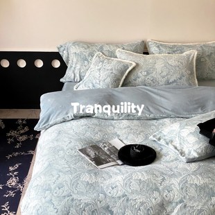 恬谧生活 【佩里斯午后】秋冬加厚保暖牛奶雕花绒提花纯色四件套