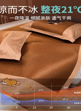 A类夏天冰丝凉席可水洗竹席藤草夏季新款折叠软席子床单床笠婴儿