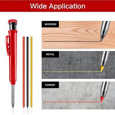 推荐Solid Carpenter Pencil Set with 6 Refill Leads Built-in