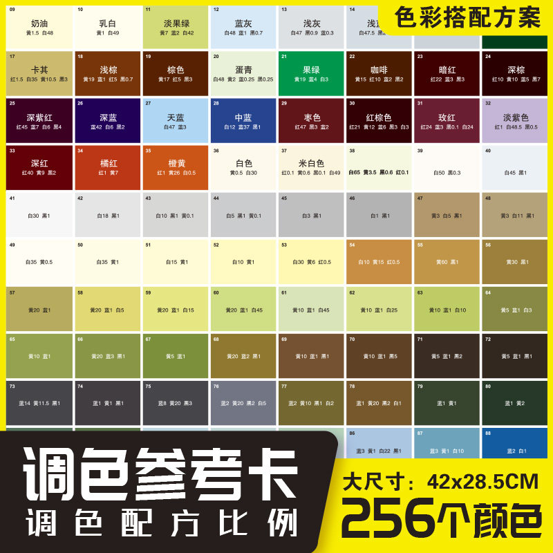 调色卡配方比例家具皮衣具皮革色粉油漆色浆膏自喷漆实物上色教程