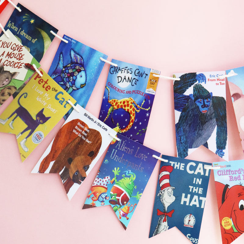 小彩旗英文绘本环创鱼尾旗拉旗班级布置教室装饰幼儿园儿童文化墙