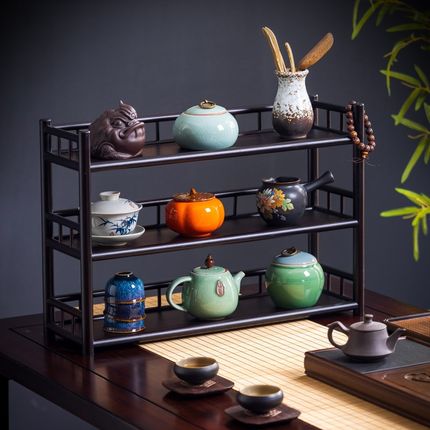 桌面博古架茶具收纳置物架新中式展示柜茶室紫砂壶摆放架茶杯架子
