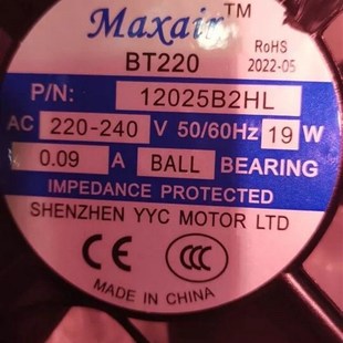 9225 12025 15050 MAXAIR B2HL 8025 12038 散热风扇220V BT220