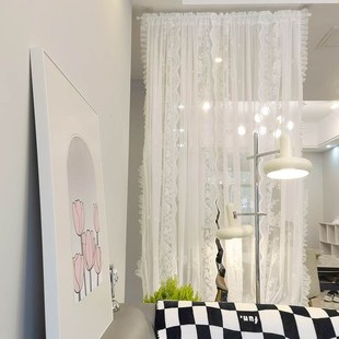 蕾丝纱帘隔断客厅卧室纱帘窗纱屏风帘子客厅隔断T墙悬挂式折叠玄