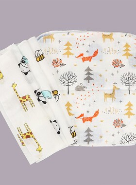 10PCS Kids Baby Cartoon Towel Handkerchief Cotton Muslin Tow