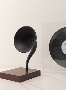 北欧极简木质金属喇叭摆件样板房电视柜卧室客厅茶几家居饰品摆件