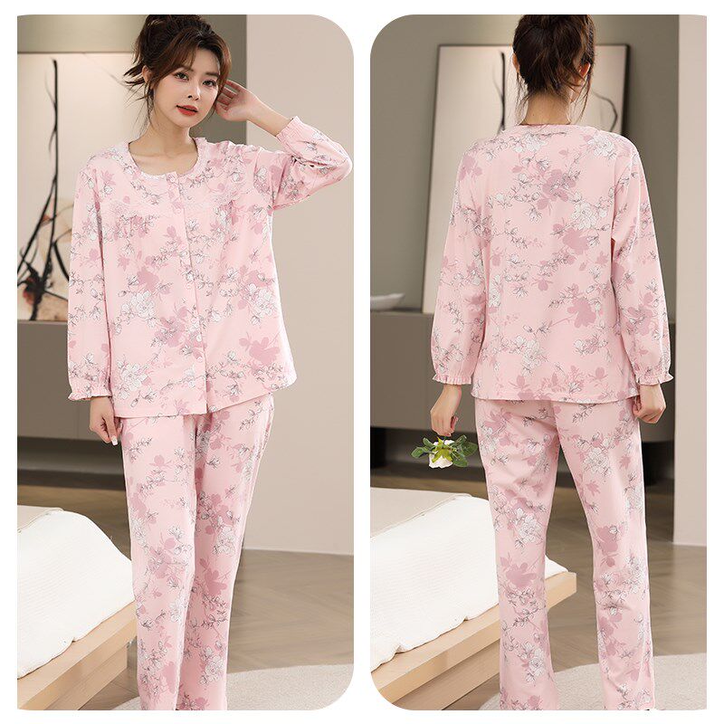 睡衣女秋季长袖2024年新款春秋秋天女款妈妈家居服加大码套装