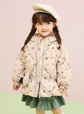 女宝宝羽绒服中长款冬季洋气中小童装1-3-6-8岁21129
