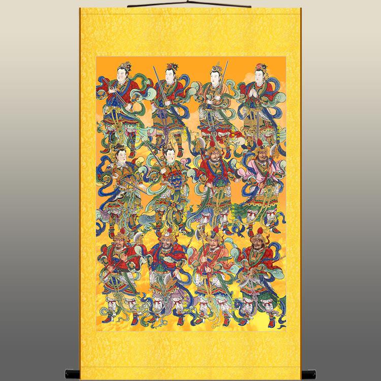 六丁六甲神像画 阴神玉女阳神玉男将军g 道场水陆画卷轴挂画绢布