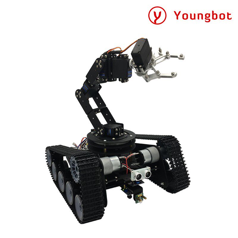 6自由度履带机器人机械手臂教学c比赛用循迹避障开源智能搬运小车