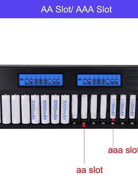 16 Slots LCD Display Smart Battery Charger For AA/AAA 1.2V