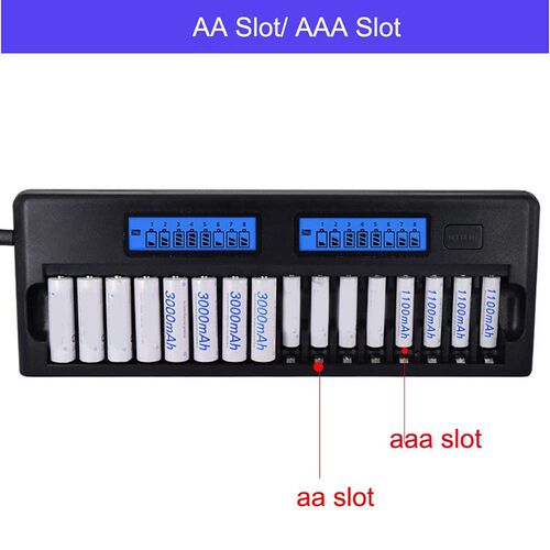 16 Slots LCD Display Smart Battery Charger For AA/AAA 1.2V