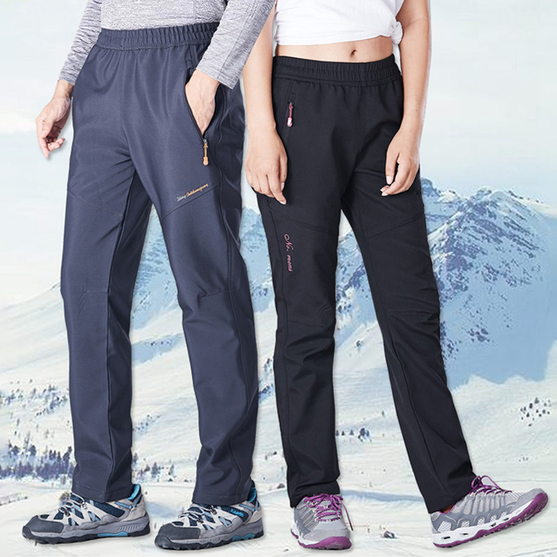 加绒冲锋裤男女秋冬季防风防泼水透气户外徒步登山休闲直筒软壳裤