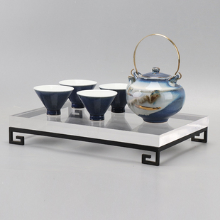 新中式陶瓷茶具套k装家用禅意茶壶茶盏托盘样板房客厅软装饰品摆